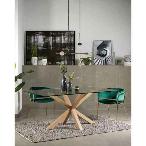 Kave Home Argo Dining Table, Clear & Natural, 1.8m
