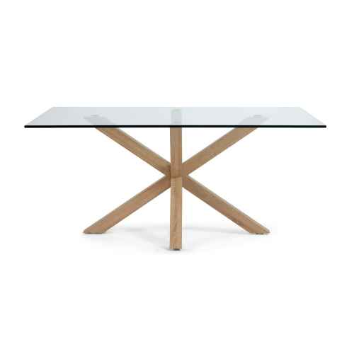 Kave Home Argo Dining Table, Clear & Natural, 1.8m