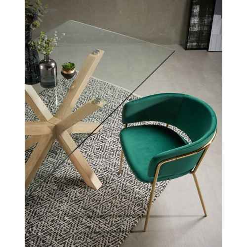 Kave Home Argo Dining Table, Clear & Natural, 1.8m