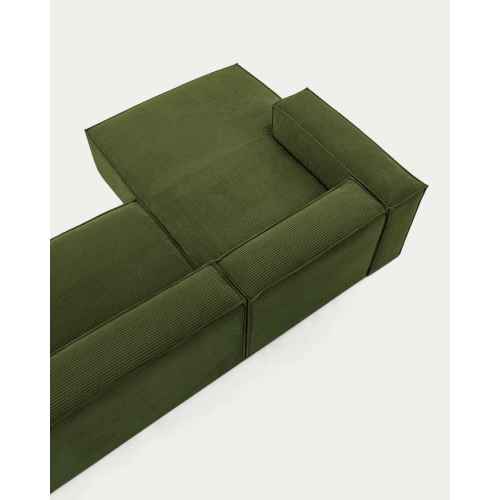 Kave Home Blok 4-Seat Modular Sofa with Left Chaise, Corduroy, Green