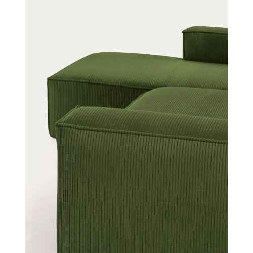 Kave Home Blok 4-Seat Modular Sofa with Left Chaise, Corduroy, Green