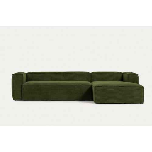 Kave Home Blok 4-Seat Modular Sofa with Right Chaise, Corduroy, Green