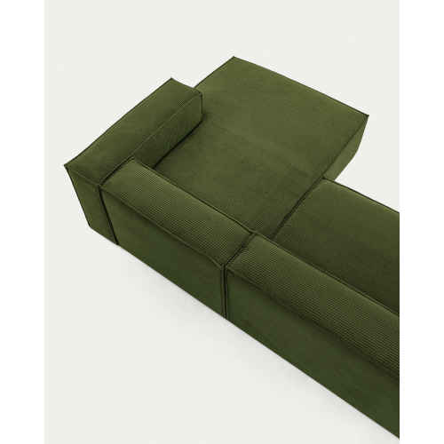 Kave Home Blok 4-Seat Modular Sofa with Right Chaise, Corduroy, Green