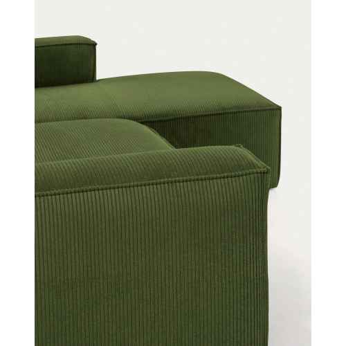 Kave Home Blok 4-Seat Modular Sofa with Right Chaise, Corduroy, Green