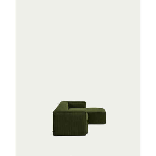 Kave Home Blok 4-Seat Modular Sofa with Right Chaise, Corduroy, Green