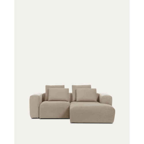 Kave Home Blok 2-Seat Modular Sofa with Right Chaise, Beige