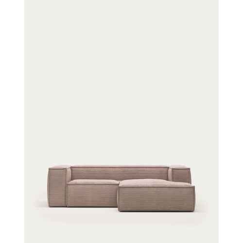 Kave Home Blok 2-Seat Modular Sofa with Right Chaise, Corduroy, Pink