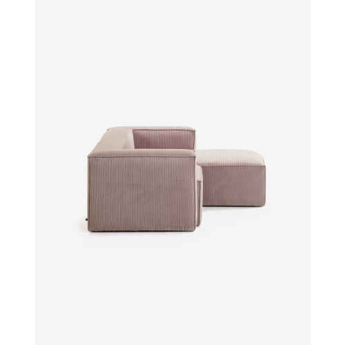 Kave Home Blok 2-Seat Modular Sofa with Right Chaise, Corduroy, Pink