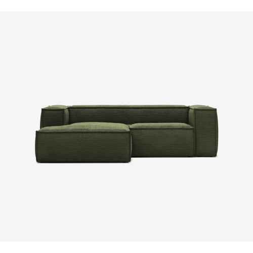 Kave Home Blok 2-Seat Modular Sofa with Left Chaise, Corduroy, Green