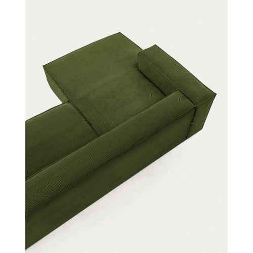 Kave Home BLOK 2-Seat Modular Sofa with Left Chaise, Corduroy, Green