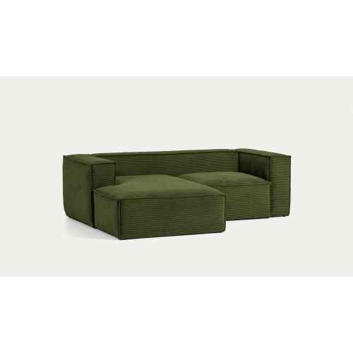 Kave Home BLOK 2-Seat Modular Sofa with Left Chaise, Corduroy, Green