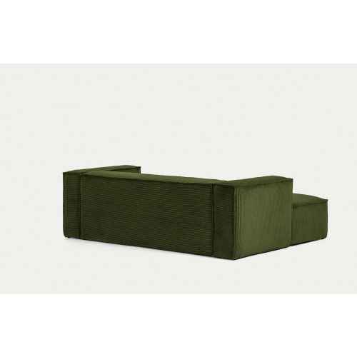 Kave Home Blok 2-Seat Modular Sofa with Left Chaise, Corduroy, Green