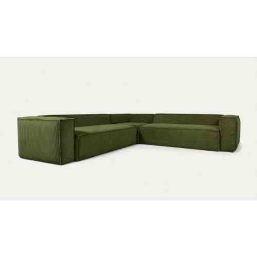 Kave Home Blok 6-Seat Corner Sofa, Corduroy, Green