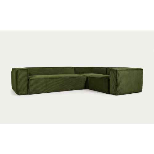 Kave Home Blok 4-Seat Corner Sofa, Corduroy, 320x230cm, Green