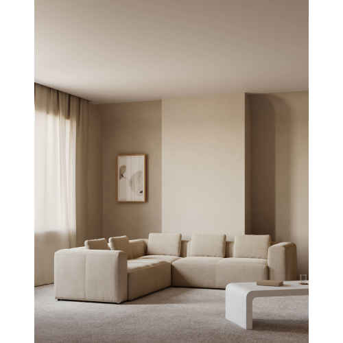 Kave Home Blok 5-Seat Corner Sofa, Beige