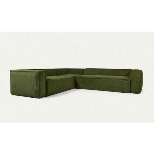 Kave Home BLOK 5-Seat Corner Sofa, Corduroy, Green