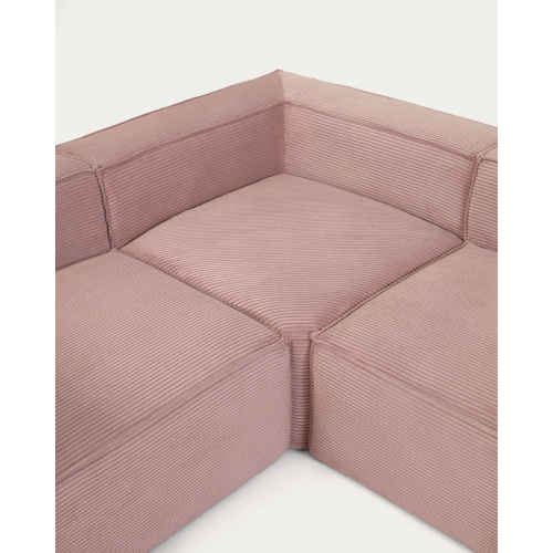 Kave Home Blok 6-Seat Corner Sofa, Corduroy, Pink