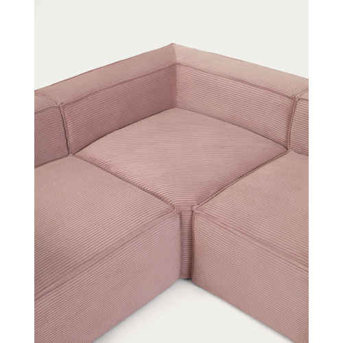 Kave Home BLOK 6-Seat Corner Sofa, Corduroy, Pink