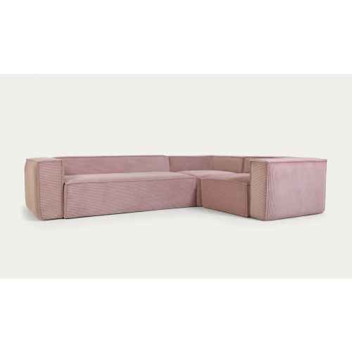 Kave Home Blok 4-Seat Corner Sofa, Corduroy, 320x230cm, Pink