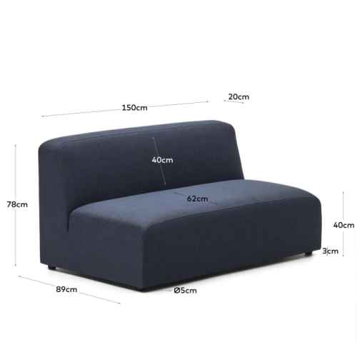 Kave Home Neom Modular 2-Seat Sofa, 158cm, Blue