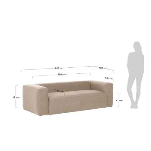 Kave Home Blok 3-Seat Sofa, Beige