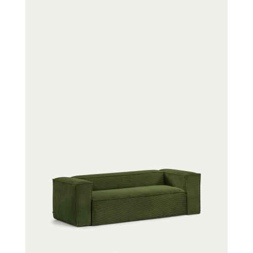 Kave Home Blok 3-Seat Sofa, Corduroy, Green