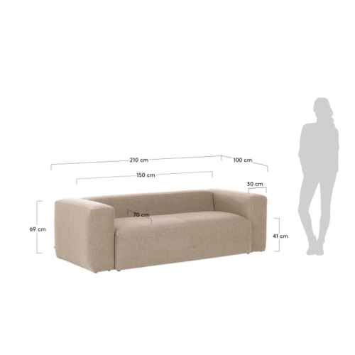 Kave Home Blok 2-Seat Sofa, Beige