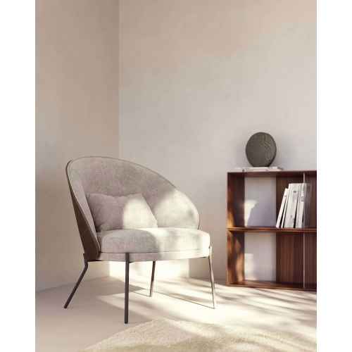 Kave Home EAMY Armchair, Light Brown & Walnut