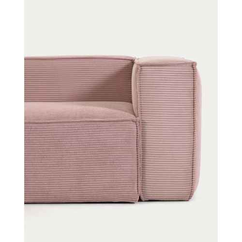 Kave Home BLOK 5-Seat Corner Sofa, Corduroy, Pink