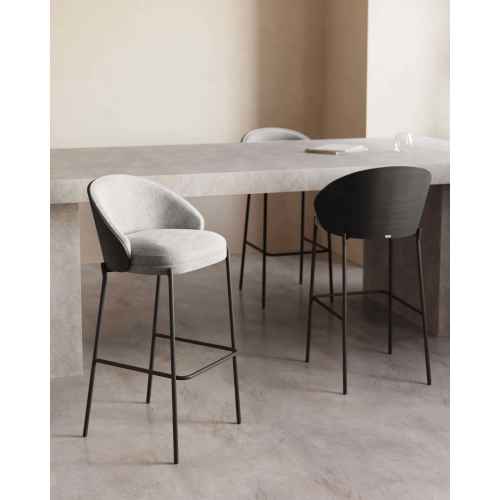 Kave Home EAMY Bar Stool, Grey & Black, 77cm