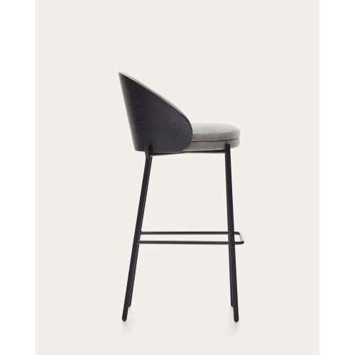 Kave Home EAMY Bar Stool, Grey & Black, 77cm