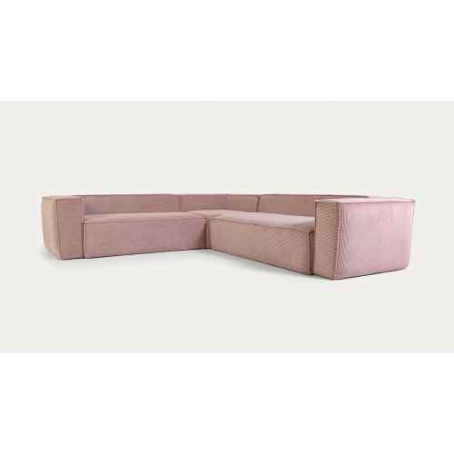 Kave Home BLOK 4-Seat Corner Sofa, Corduroy, 290x290cm, Pink