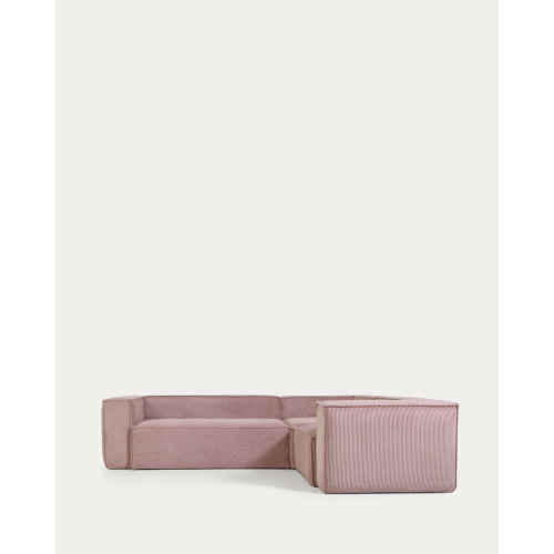 Kave Home Blok 3-Seat Corner Sofa, Corduroy, Pink