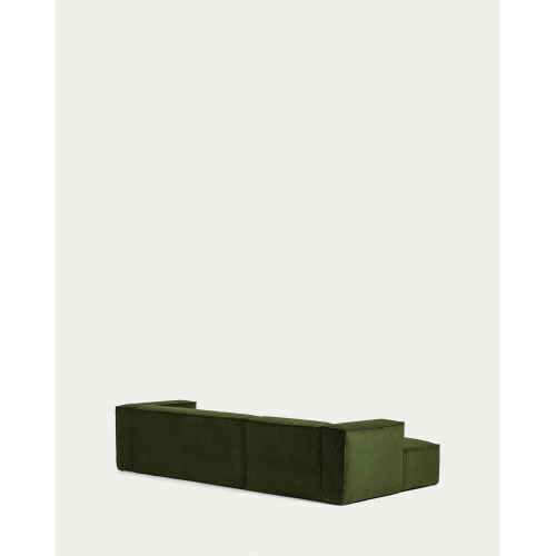 Kave Home Blok 3-Seat Modular Sofa with Left Chaise, Corduroy, Green