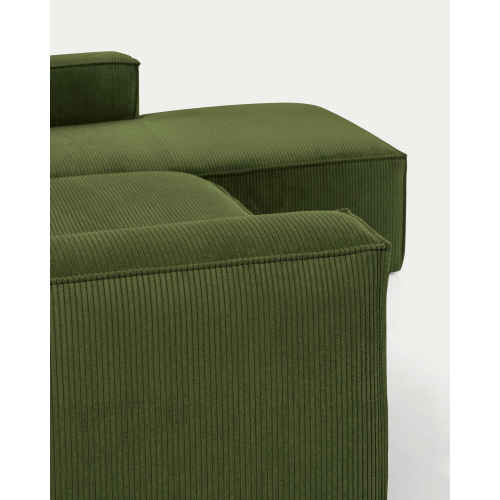 Kave Home Blok 3-Seat Modular Sofa with Right Chaise, Corduroy, Green