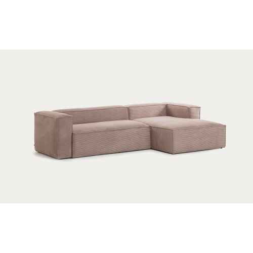 Kave Home Blok 3-Seat Modular Sofa with Right Chaise, Corduroy, Pink