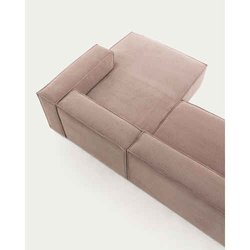 Kave Home Blok 3-Seat Modular Sofa with Right Chaise, Corduroy, Pink