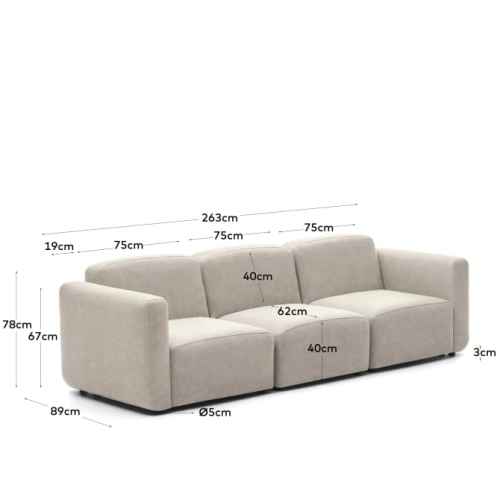 Kave Home Neom 3-Seat Modular Sofa, Beige