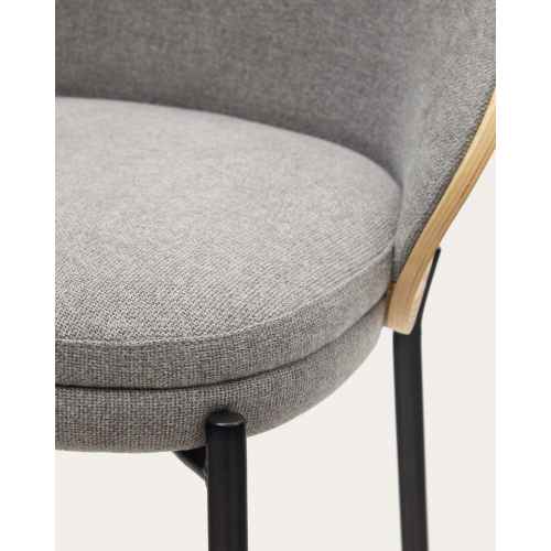 Kave Home EAMY Bar Stool, Grey & Natural, 65cm