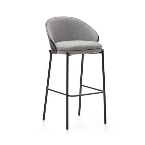 Kave Home EAMY Bar Stool, Grey & Black, 65cm