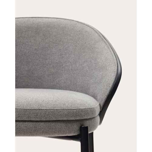 Kave Home Eamy Bar Stool, Grey & Black, 65cm