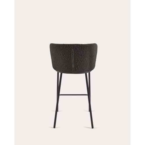 Kave Home CISELIA Shearling Bar Stool, Black, 65cm