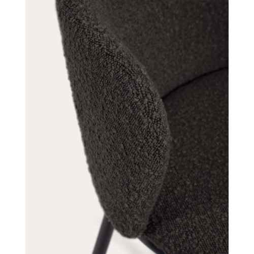 Kave Home Ciselia Shearling Bar Stool, Black, 65cm