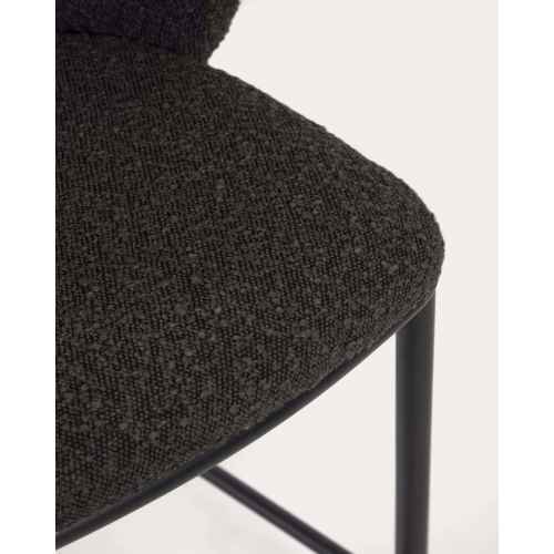 Kave Home Ciselia Shearling Bar Stool, Black, 65cm