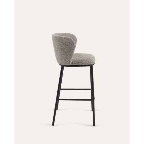 Kave Home Ciselia Shearling Bar Stool, Grey, 77cm