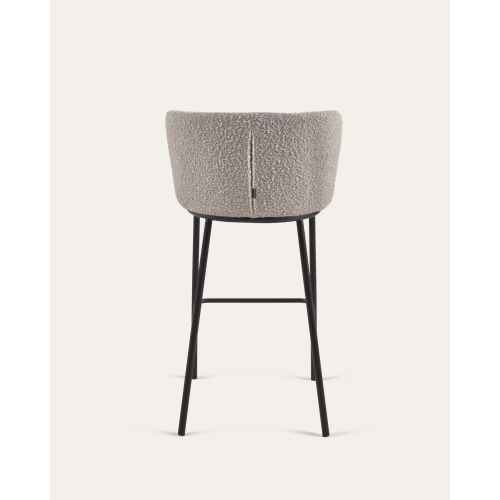 Kave Home Ciselia Shearling Bar Stool, Grey, 77cm