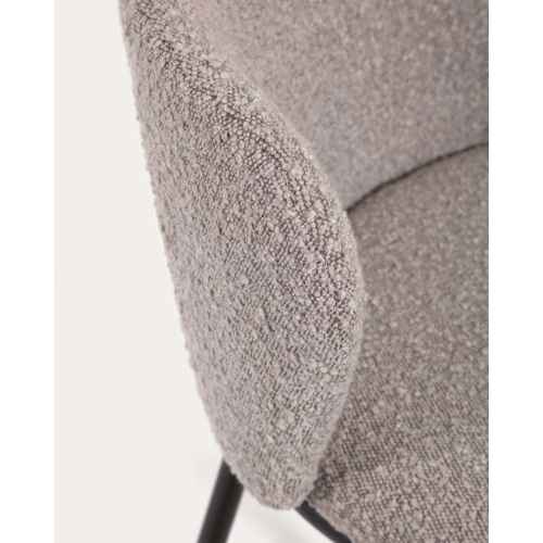 Kave Home Ciselia Shearling Bar Stool, Grey, 77cm