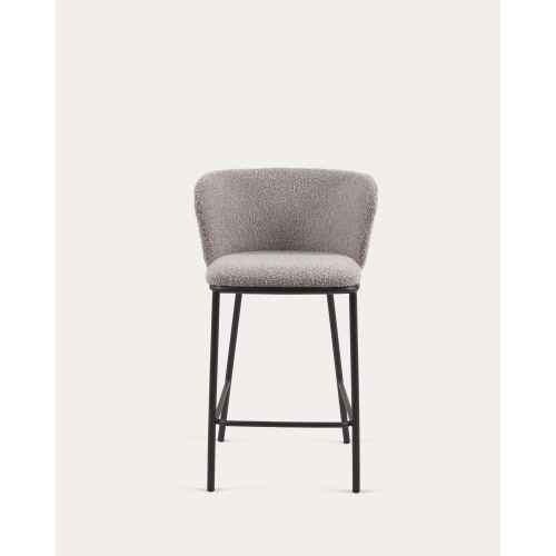 Kave Home CISELIA Shearling Bar Stool, Grey, 65cm