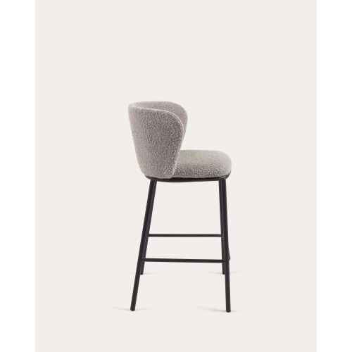 Kave Home Ciselia Shearling Bar Stool, Grey, 65cm