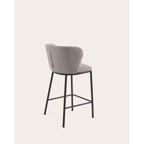 Kave Home CISELIA Shearling Bar Stool, Grey, 65cm